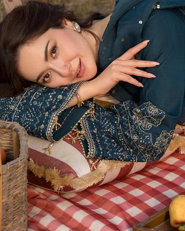 Lawn-3PC Embroidered Shirt with Organza Sequins Embroidered Dupatta- 5062