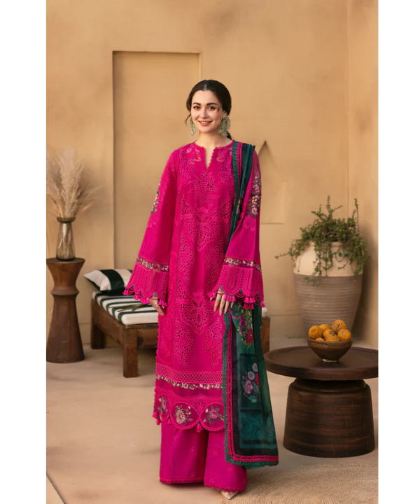 3PC Lawn Embroidered Shirt With Digital Printed Jacquard Dupatta- 5038