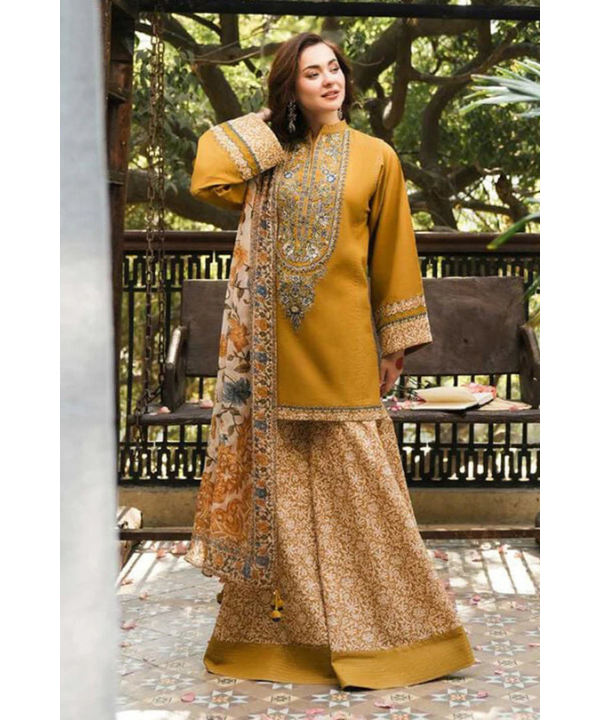 3PC LAWN PRINTED SHIRT WITH VOILE PRINTED DUAPTTA - 4019